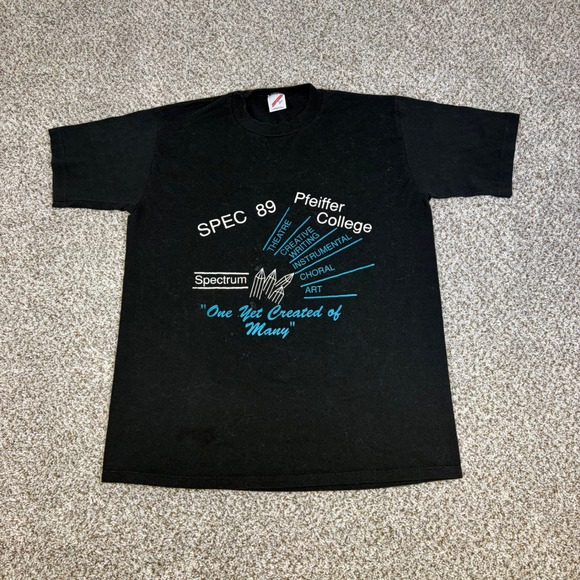Jerzees Other - Vintage 1989 Jerzees Pfeiffer College Spectrum T-Shirt Mens Large Black 80s Tee